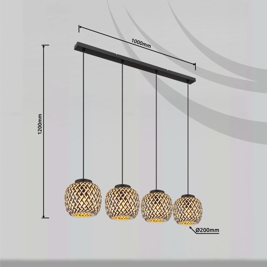 Globo 15766-4H - Hanglamp aan een koord COLLY 4xE27/15W/230V
