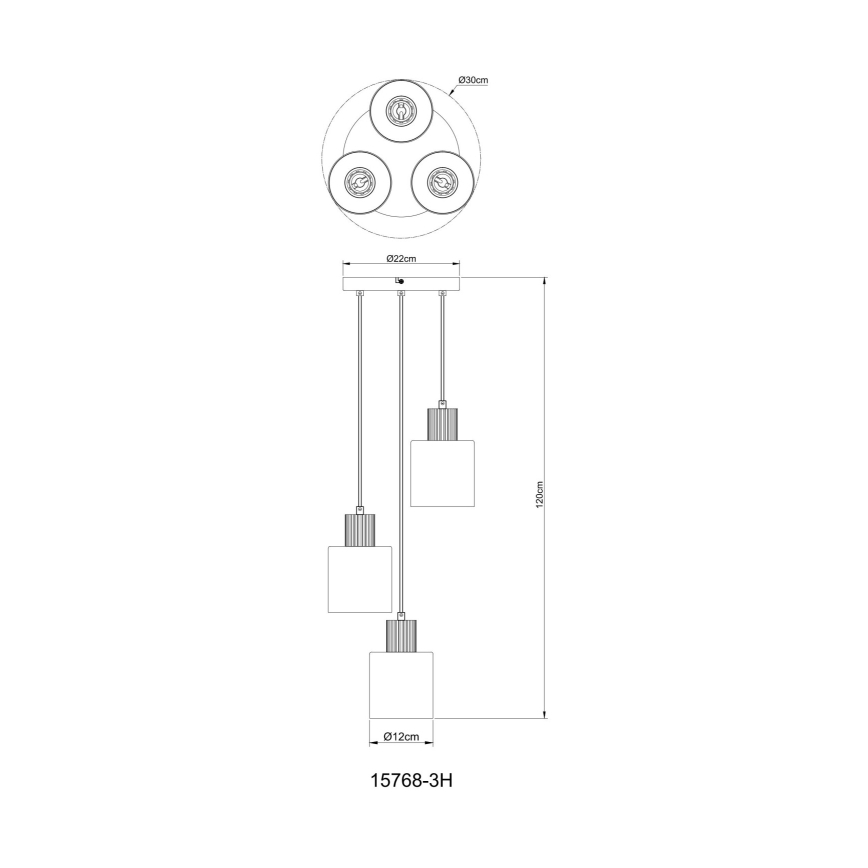 Globo - Hanglamp aan een koord 3xE27/25W/230V zwart diameter 30 cm