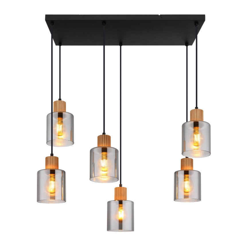 Globo - Hanglamp aan een koord 6xE27/25W/230V zwart