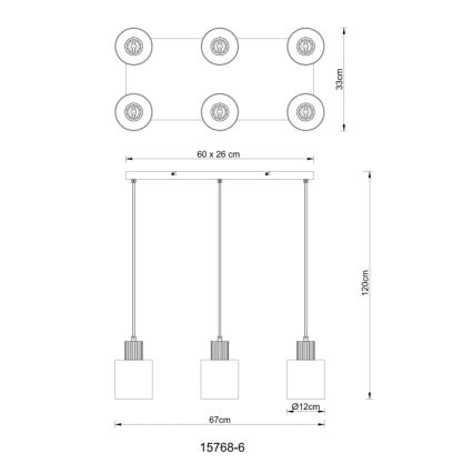 Globo - Suspension filaire 6xE27/25W/230V noir