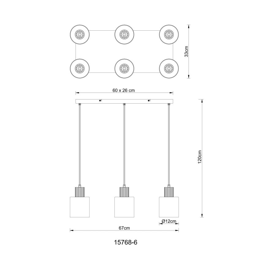 Globo - Suspension filaire 6xE27/25W/230V noir