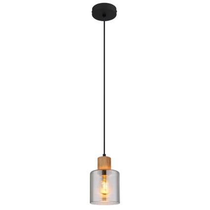 Globo - Hanglamp aan een koord 1xE27/25W/230V zwart diameter 12 cm