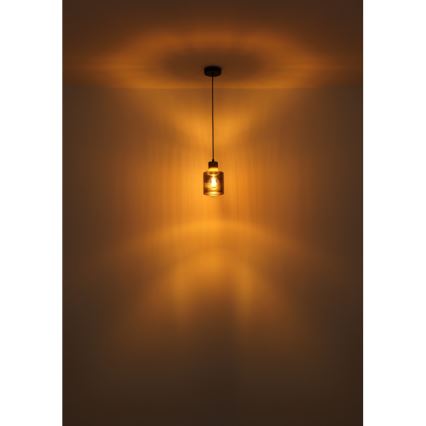 Globo - Hanglamp aan een koord 1xE27/25W/230V zwart diameter 12 cm