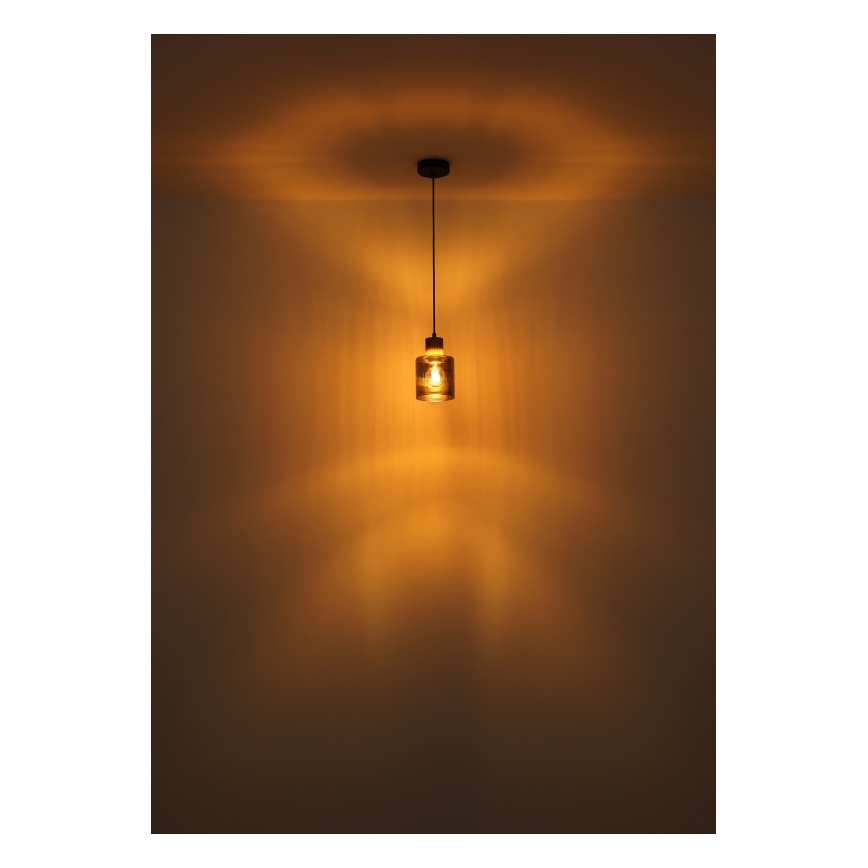 Globo - Hanglamp aan een koord 1xE27/25W/230V zwart diameter 12 cm