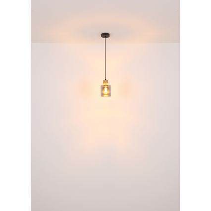 Globo - Hanglamp aan een koord 1xE27/25W/230V zwart diameter 12 cm
