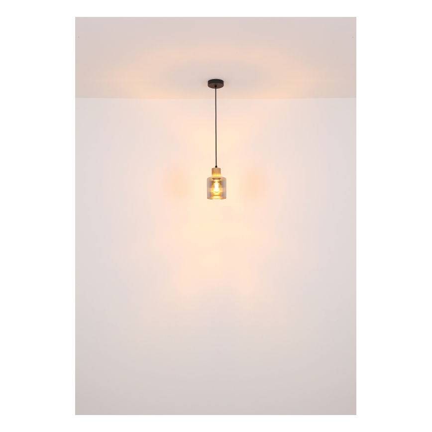 Globo - Hanglamp aan een koord 1xE27/25W/230V zwart diameter 12 cm