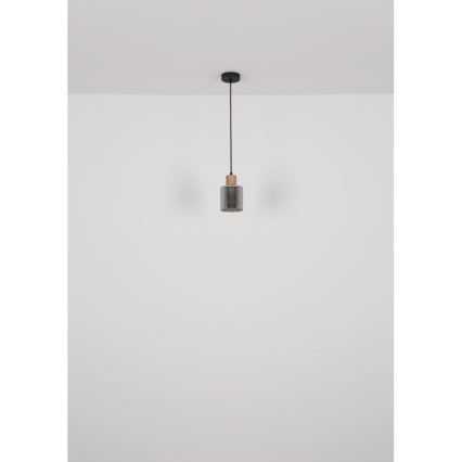 Globo - Hanglamp aan een koord 1xE27/25W/230V zwart diameter 12 cm