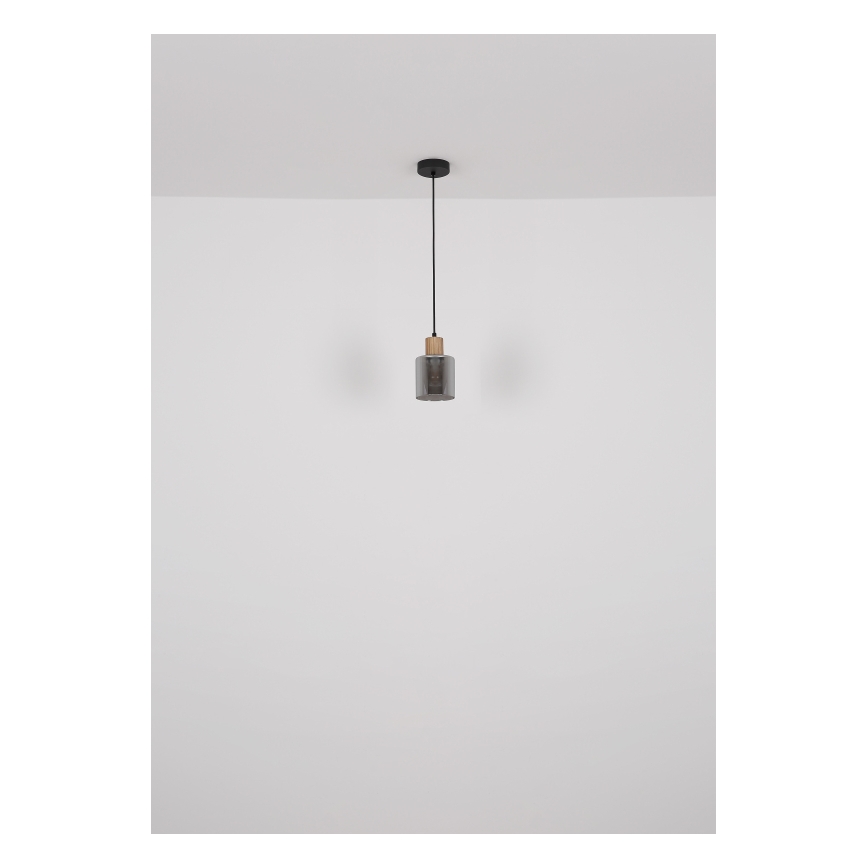 Globo - Hanglamp aan een koord 1xE27/25W/230V zwart diameter 12 cm