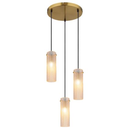 Globo - Hanglamp aan een koord 3xE14/40W/230V goud