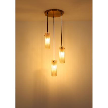 Globo - Hanglamp aan een koord 3xE14/40W/230V goud