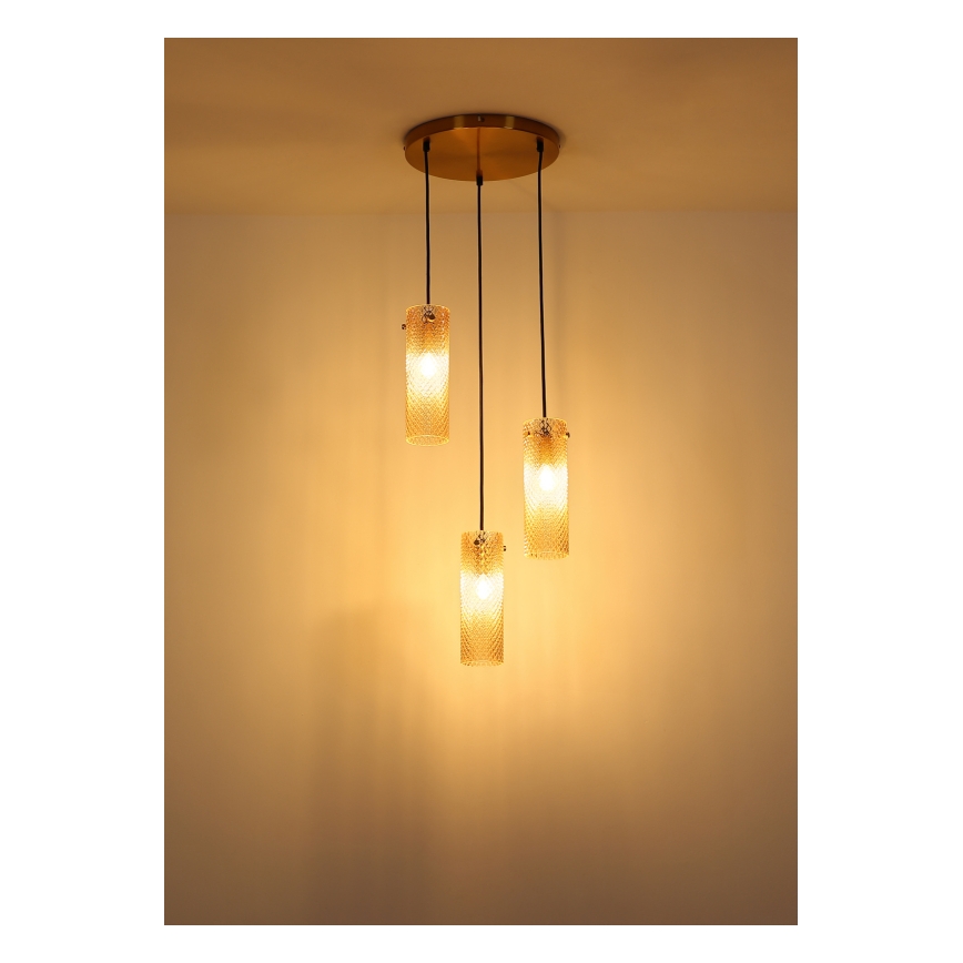 Globo - Hanglamp aan een koord 3xE14/40W/230V goud