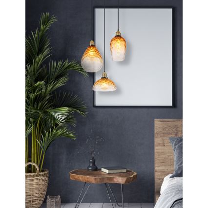 Globo - Hanglamp aan een koord 3xE27/60W/230V diameter 46 cm oranje