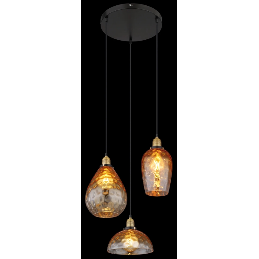 Globo - Hanglamp aan een koord 3xE27/60W/230V diameter 46 cm oranje