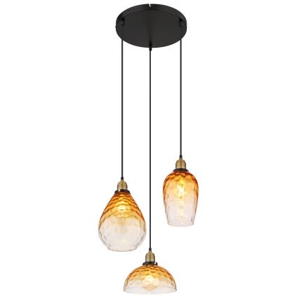 Globo - Hanglamp aan een koord 3xE27/60W/230V diameter 46 cm oranje
