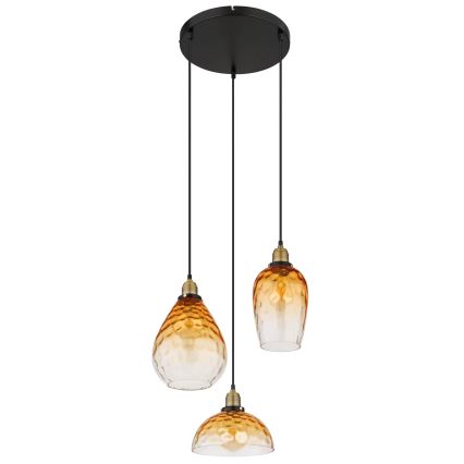 Globo - Hanglamp aan een koord 3xE27/60W/230V diameter 46 cm oranje