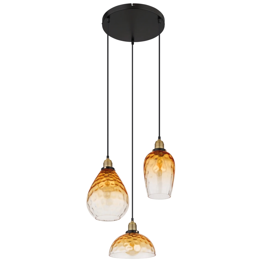Globo - Hanglamp aan een koord 3xE27/60W/230V diameter 46 cm oranje