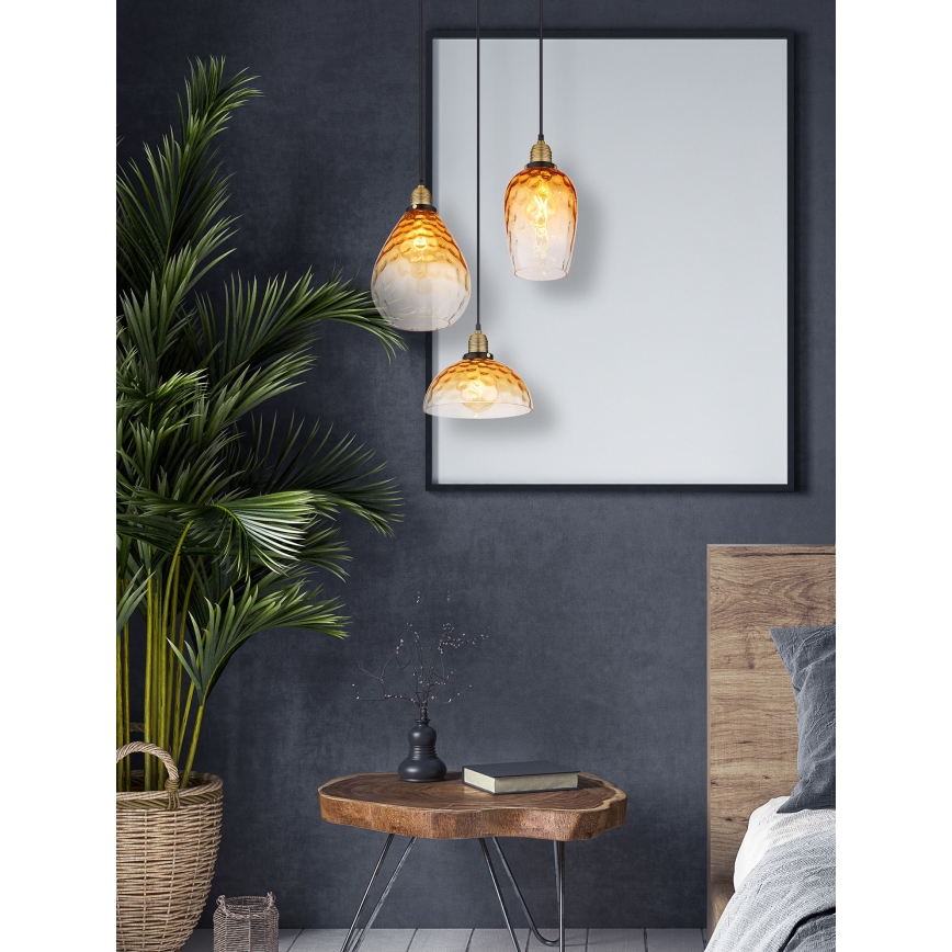 Globo - Suspension filaire 3xE27/60W/230V d. 46 cm orange