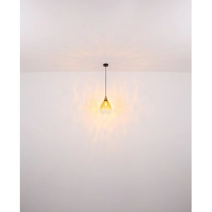 Globo - Hanglamp aan een koord 1xE27/60W/230V diameter 21 cm oranje