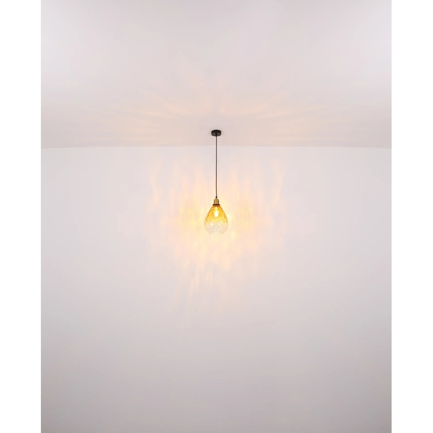 Globo - Hanglamp aan een koord 1xE27/60W/230V diameter 21 cm oranje
