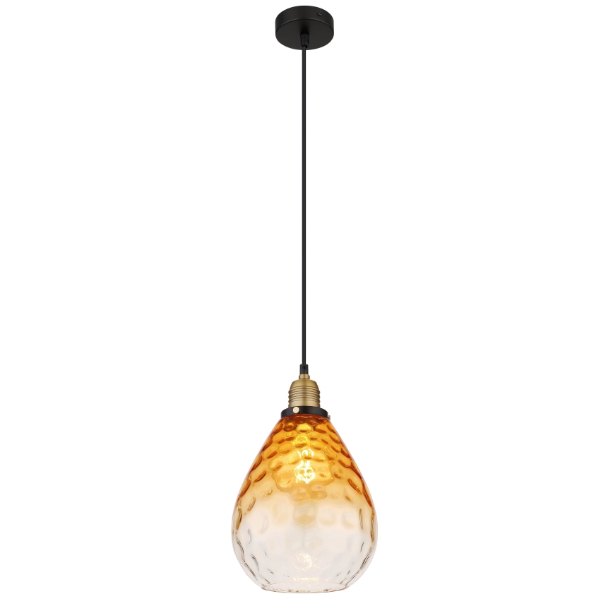 Globo - Hanglamp aan een koord 1xE27/60W/230V diameter 21 cm oranje