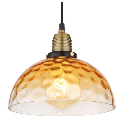 Globo - Hanglamp aan een koord 1xE27/60W/230V diameter 25 cm oranje