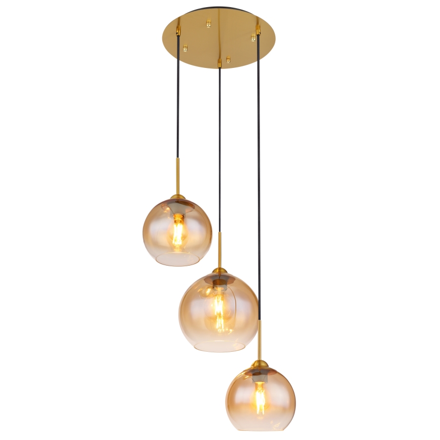 Globo - Hanglamp aan kabel 3xE27/60W/230V messing