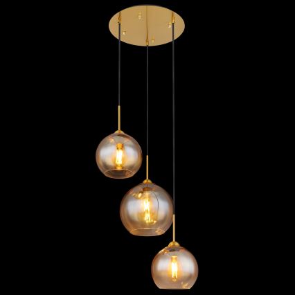Globo - Hanglamp aan kabel 3xE27/60W/230V messing