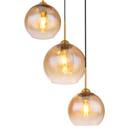 Globo - Hanglamp aan kabel 3xE27/60W/230V messing