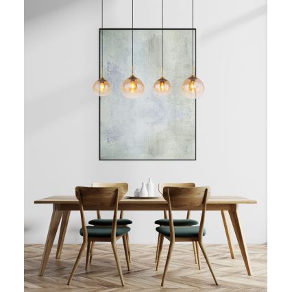 Globo - Hanglamp met kabel 4xE27/60W/230V messing
