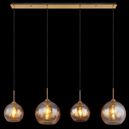 Globo - Hanglamp met kabel 4xE27/60W/230V messing