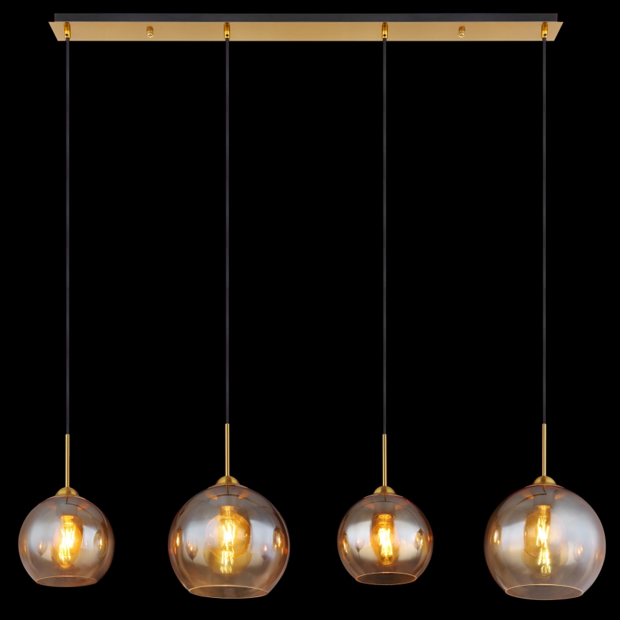Globo - Hanglamp met kabel 4xE27/60W/230V messing