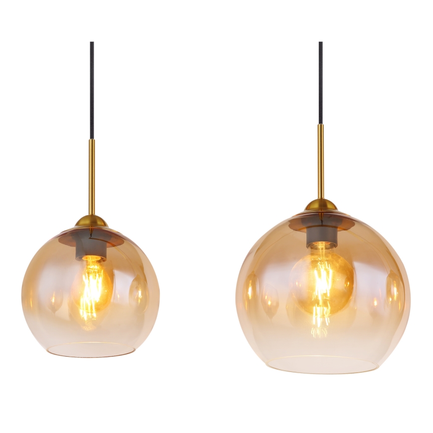 Globo - Hanglamp met kabel 4xE27/60W/230V messing