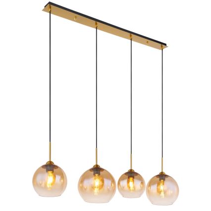 Globo - Suspension sur câble 4xE27/60W/230V en laiton