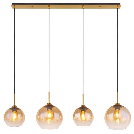 Globo - Suspension sur câble 4xE27/60W/230V en laiton