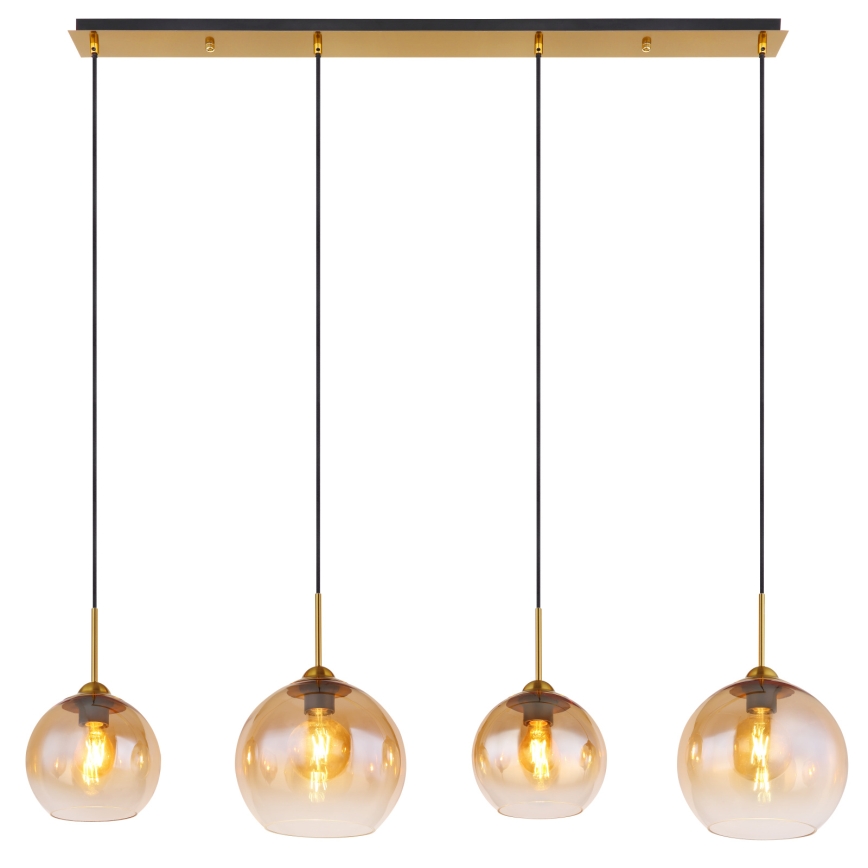 Globo - Suspension sur câble 4xE27/60W/230V en laiton