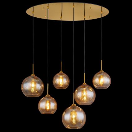 Globo - Suspension sur câble 6xE27/60W/230V, finition laiton