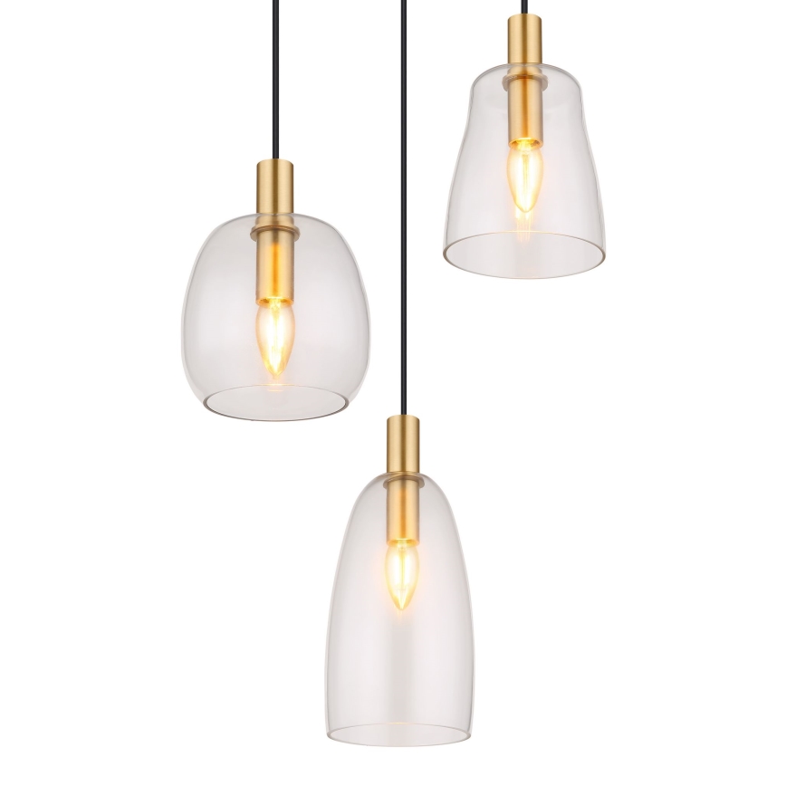Globo - Hanglamp aan een koord 3xE14/40W/230V diameter 43 cm messing