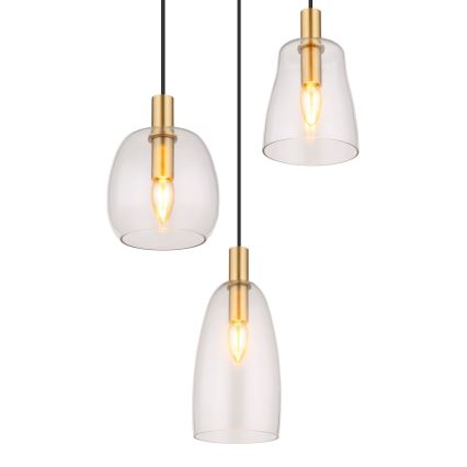 Globo - Suspension filaire 3xE14/40W/230V d. 43 cm laiton