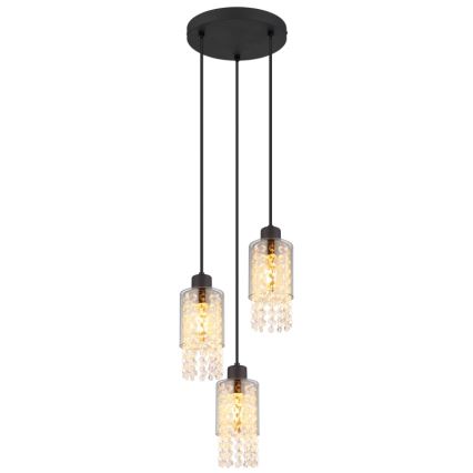 Globo - Suspension filaire 3xE27/40W/230V d. 25 cm noir