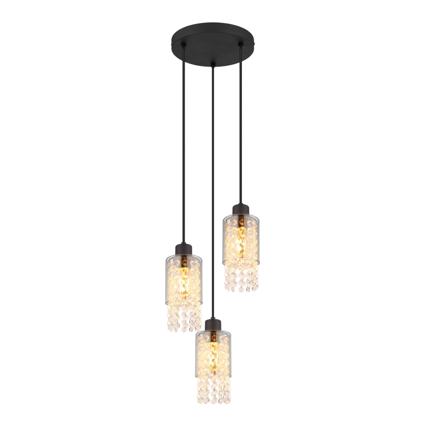 Globo - Suspension filaire 3xE27/40W/230V d. 25 cm noir