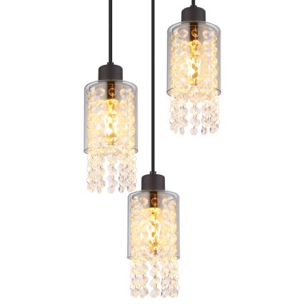 Globo - Suspension filaire 3xE27/40W/230V d. 25 cm noir