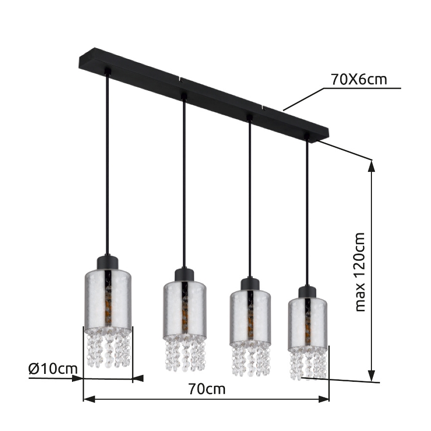 Globo - Hanglamp aan een koord 4xE27/40W/230V zwart