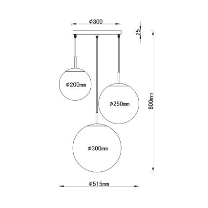 Globo - Suspension filaire 3xE27/60W/230V