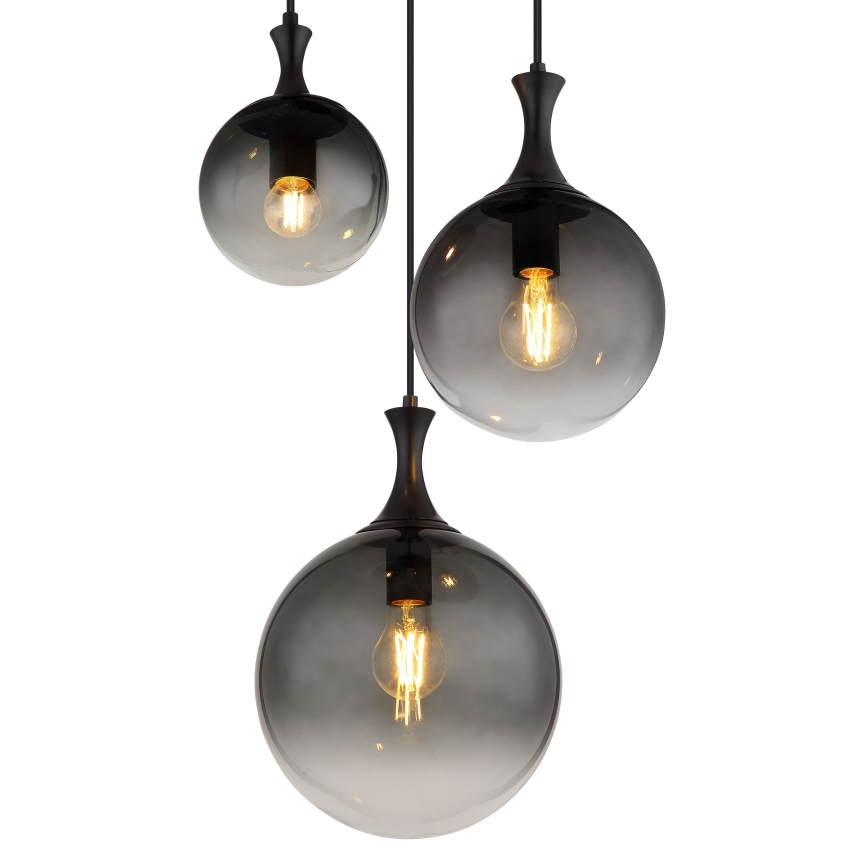 Globo - Suspension filaire 3xE27/10W/230V d. 48 cm noir