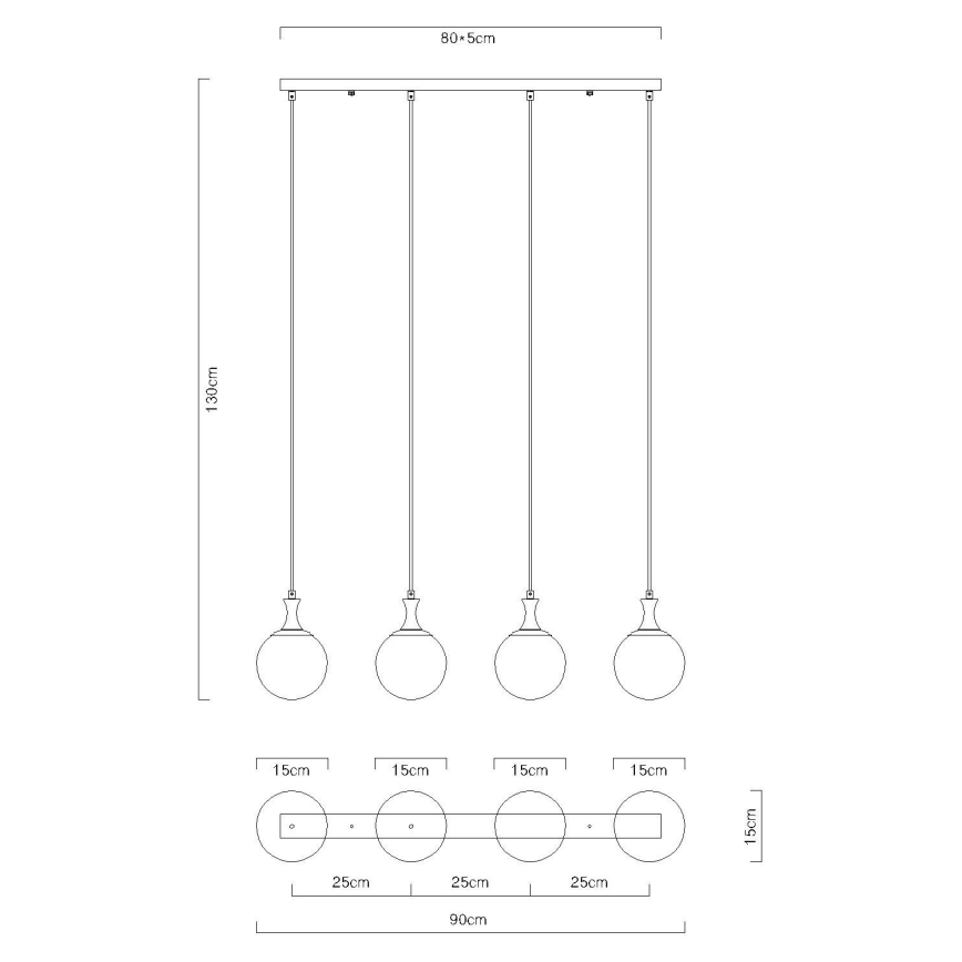 Globo - Hanglamp aan een koord 4xE27/10W/230V zwart