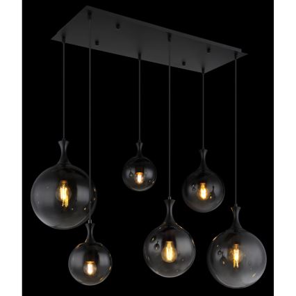 Globo - Suspension filaire 6xE27/10W/230V noir