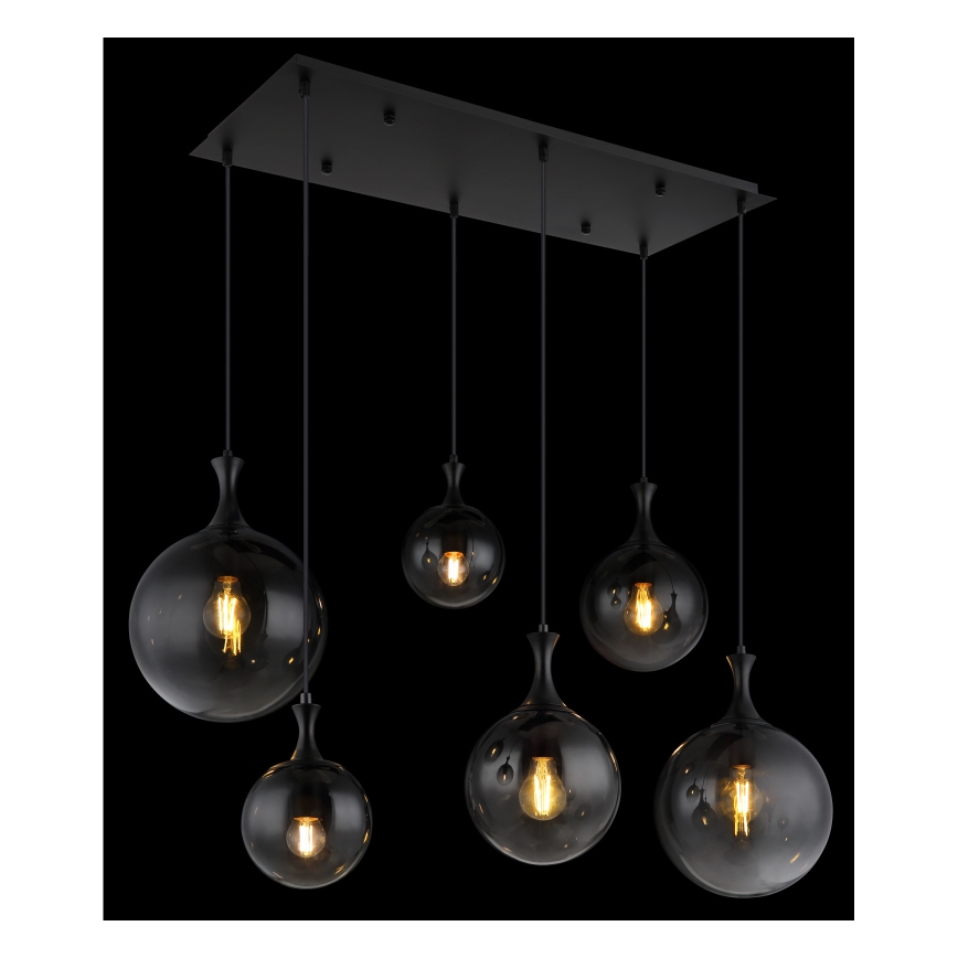 Globo - Suspension filaire 6xE27/10W/230V noir