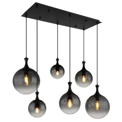Globo - Suspension filaire 6xE27/10W/230V noir