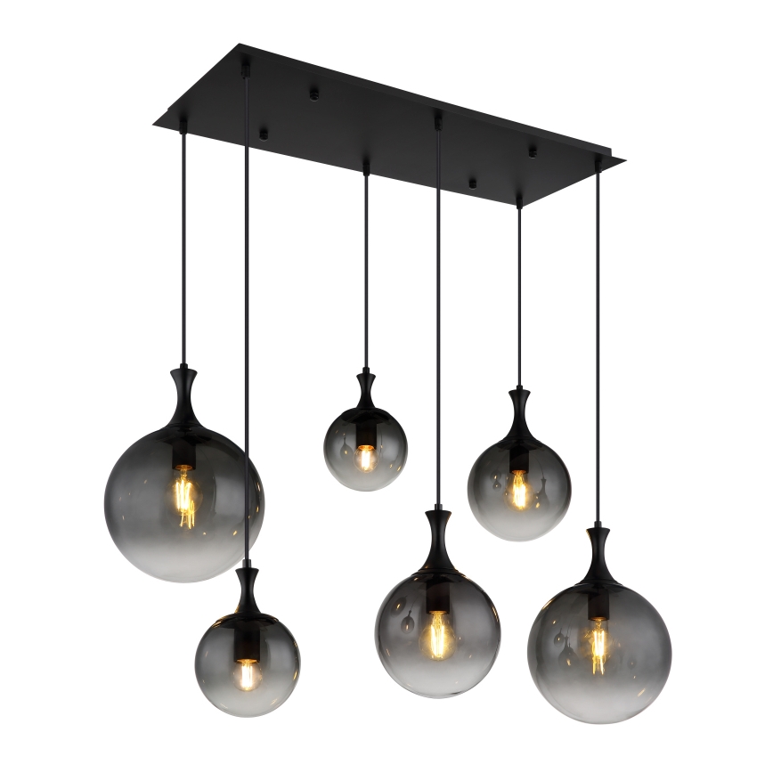 Globo - Suspension filaire 6xE27/10W/230V noir