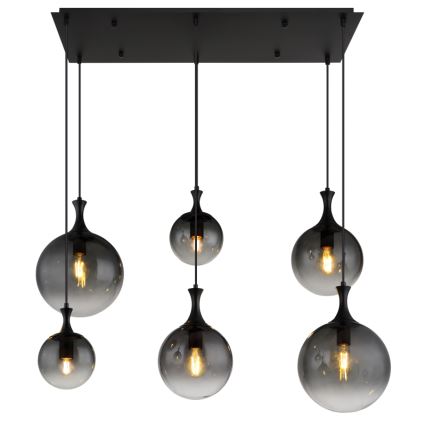 Globo - Suspension filaire 6xE27/10W/230V noir